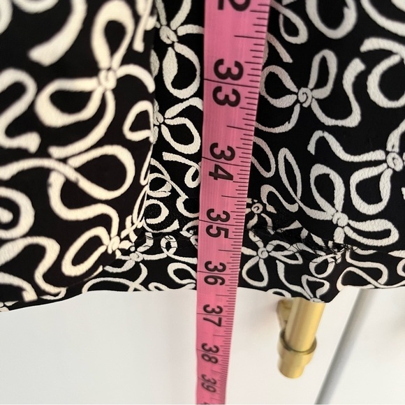 Vintage Talbots Bow Ribbon Print Rayon Midi Skirt Black White M - Picture 6 of 8